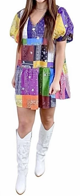 QUEEN OF SPARKLES Bandana Cotton Dress - Size XS QUEEN OF SPARKLES Bandana Cotton Dress - Size XS