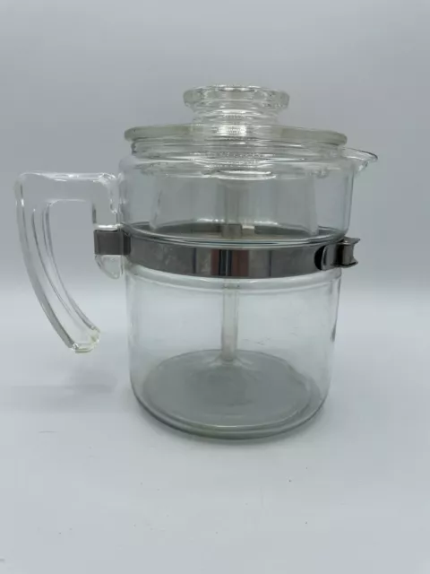 PYREX Flameware 4-cup Percolator Complete Set Clear Glass Coffee Pot  Vintage Stove Top Coffee Maker PYREX Mid Century Percolator 7824-B USA 