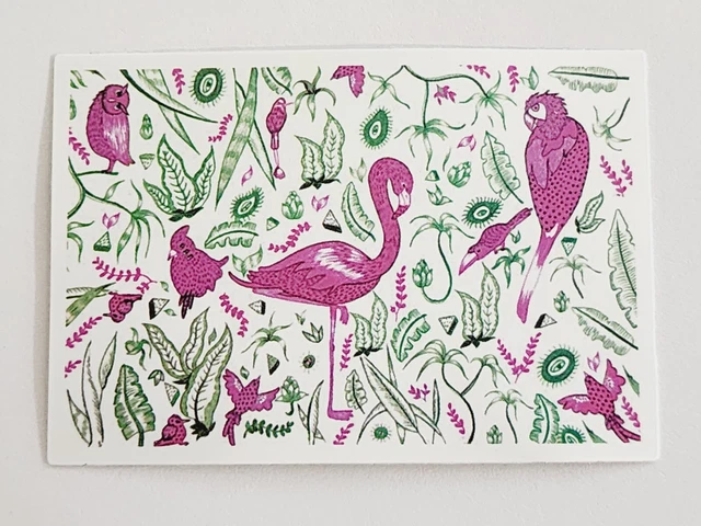 Flamingo and Multiple Birds in Leaves Square Sticker Decal Embellishment Cool