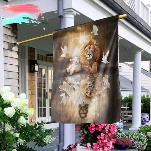 Lamb Of God Cross Lion OF Judah Holy Faith Hope Christians Jesus Christ US Flag