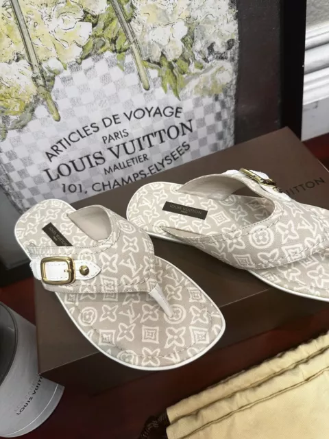 Louis Vuitton Monogram Sunny Thong Flat Sandals EU40 US 9-9.5 Brown Gold