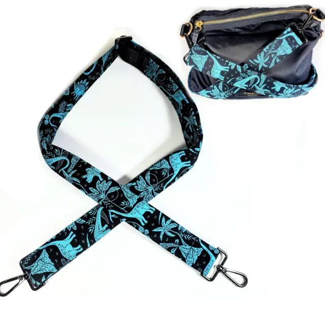 Cross Body Blue Dinosaur Guitar Style Bag Strap -Dino Guitar Style Bag Strap -
