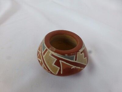 Santa Clara Pueblo Indian Pottery Red Feather Bowl  [Y9-W6-A9] 2
