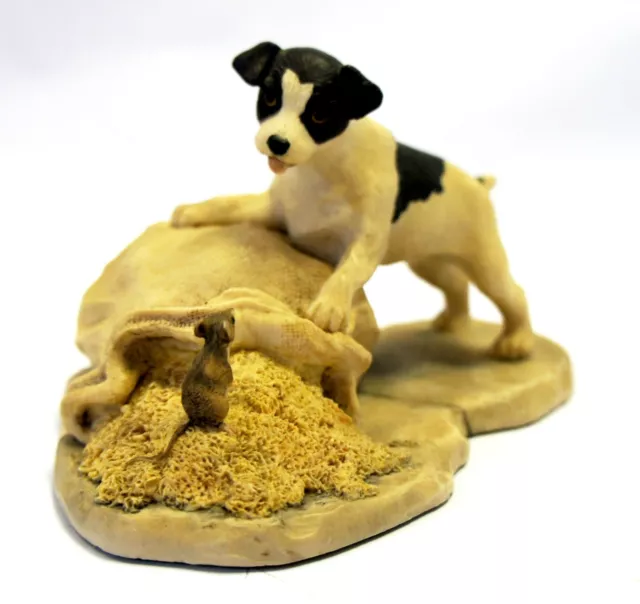 Border Fine Arts - Terrier Pup and Mouse - FE13B - (black) - Made in Scotland