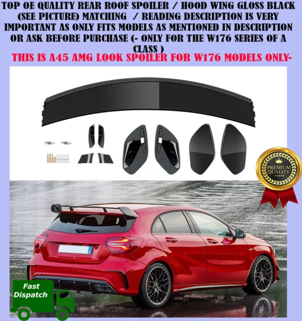 Mercedes W176 A Class A45 Amg Look Rear Roof Spoiler Hood Wing Gloss Black 2