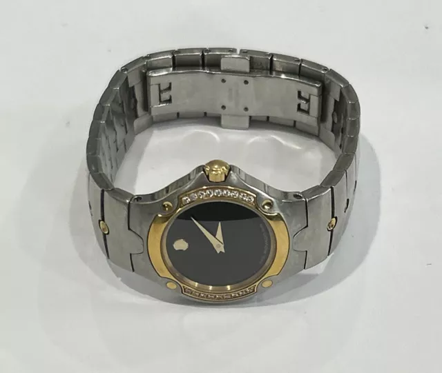 Movado Sports Edition SE Womens Watch 81 G4 1851 Stainless and Gold + Diamonds