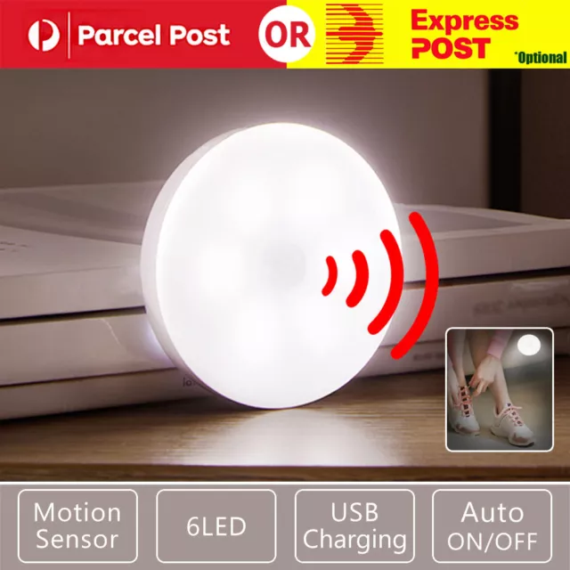 Motion Sensor LED Night Light Body Induction Lamp USB Rechargeable Wall Mount AU