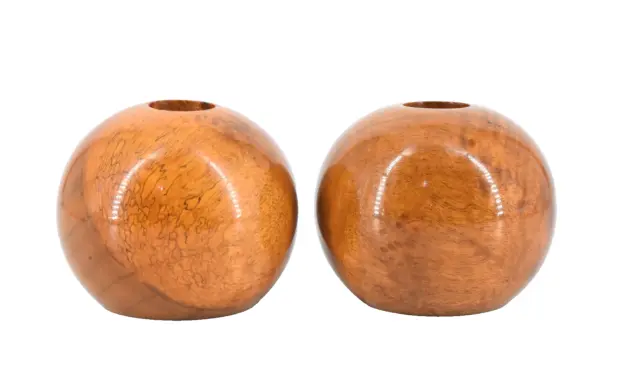 VTG Myrtlewood Set of 2 Ball Round Orb Taper Candle Holders Beaumonts 3"