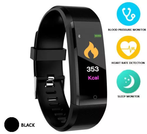 Bluetooth Fitbit Smart Watch Bracelet Heart Rate Blood Pressure Monitor Fitness