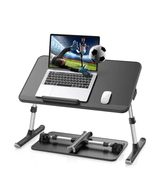 SAIJI Laptop Tray Adjustable Height and Angle Foldable Legs Black Home Office