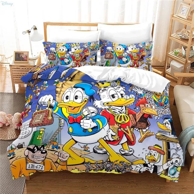 Disney Donald Duck 3D Bettwäsche Set Cartoon Bettbezug Kissenbezug Geschenk S23