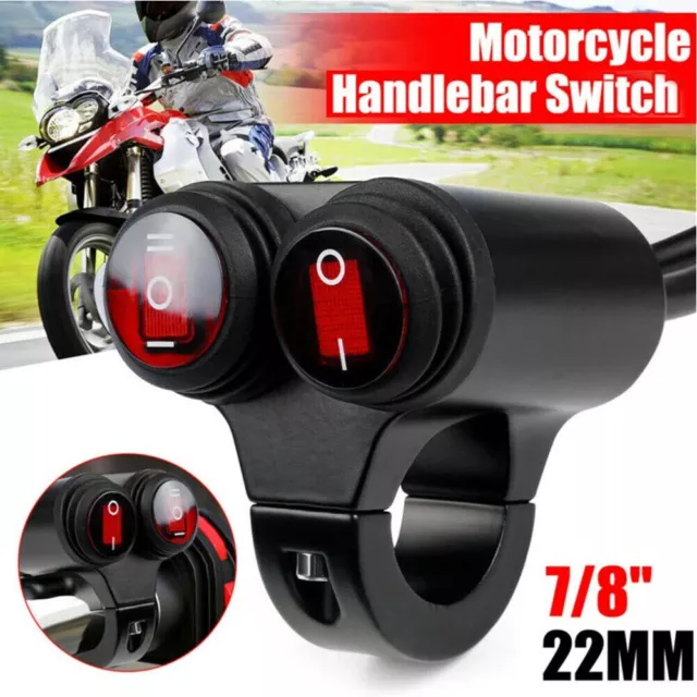 7/8'' Motorcycle Handlebar Headlight Fog Spot Light Dual On Off Switch Aluminum 2