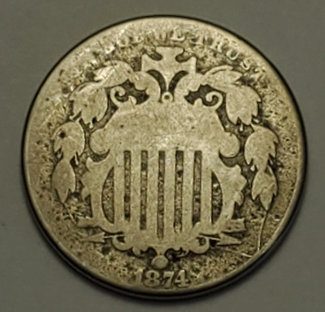 Nicer Low Mintage 1874 Shield Nickel