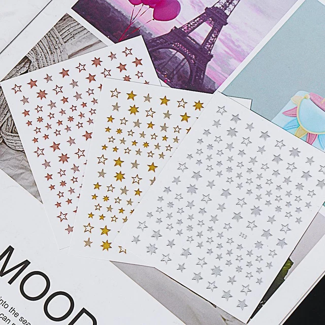 Nuevas pegatinas para uñas de geometría de geometría de oro/plata/oro rosa hágalo usted mismo hermosas estrellas encantadoras