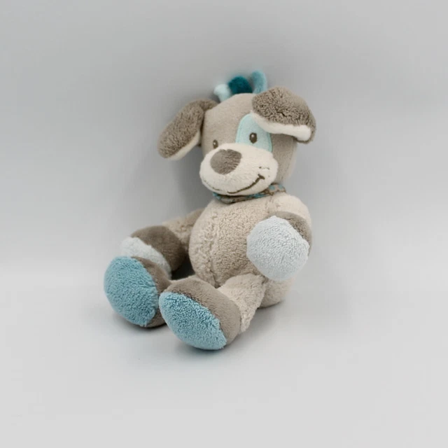 Doudou chien gris bleu train Gaston et Cyril NATTOU 20 cm - 21103