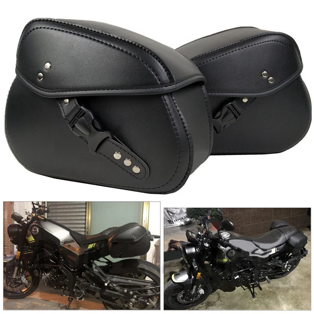US STOCK PU Leather Motorcycle Scooter Pannier Saddlebag Luggage Saddle Bag ×2