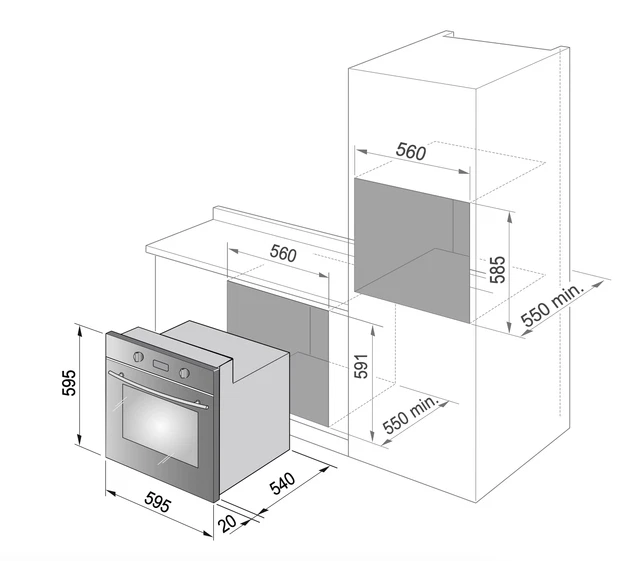 Longhi YMA6ED Four Électrique Encastrable 7 Fonctions Inox/Noir 2