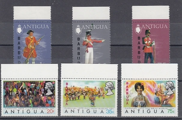 Barbuda 112 - 14+ 109 - 11 Uniforms + Carnival (MNH)