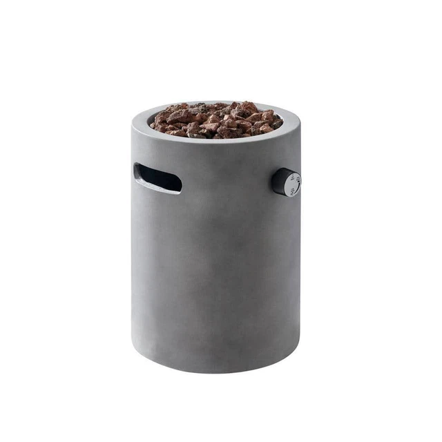"Clihome pozo de fuego de leña 14"X10""X10"" redondo de encendido automático gas propano gris