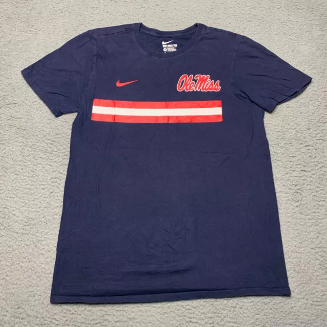 Ole Miss Rebels Football NCAA Nike Blue Medium Short Sleeve T Shirt Mens