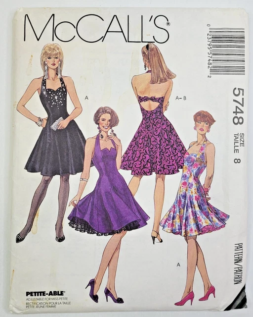 VTG 90S MCCALLS Sew Pattern 5748 Misses Formal Halter Dress & Petticoat Sz  8 UC $11.99 - PicClick