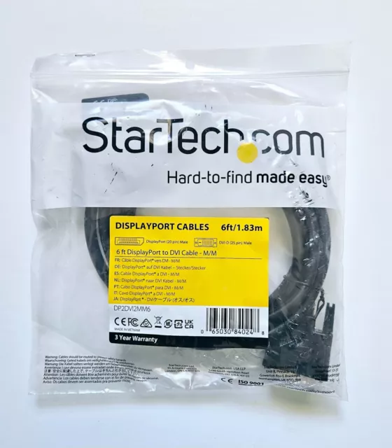 Cable StarTech.com 6 ft DisplayPort a DVI DP2DVI2MM6