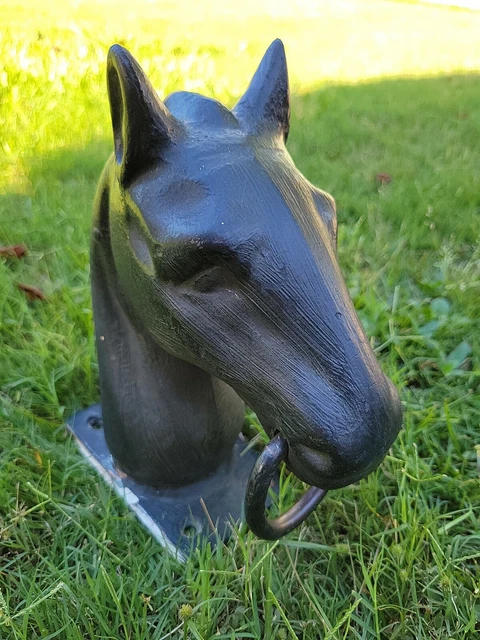 Vintage Cast Iron Horse Head Bust Post Pricked Ear Top Ring