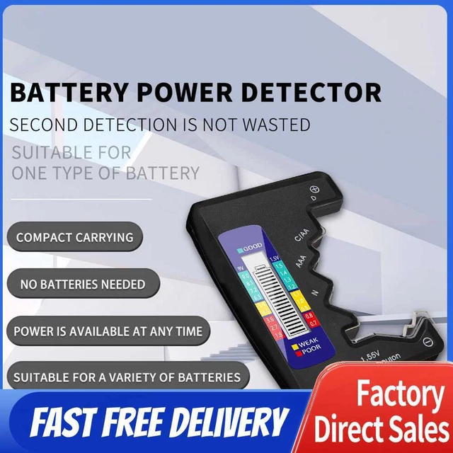 Battery Detector ABS Plastic for C D N AA AAA 9V 1.5V Button Cell (Black)