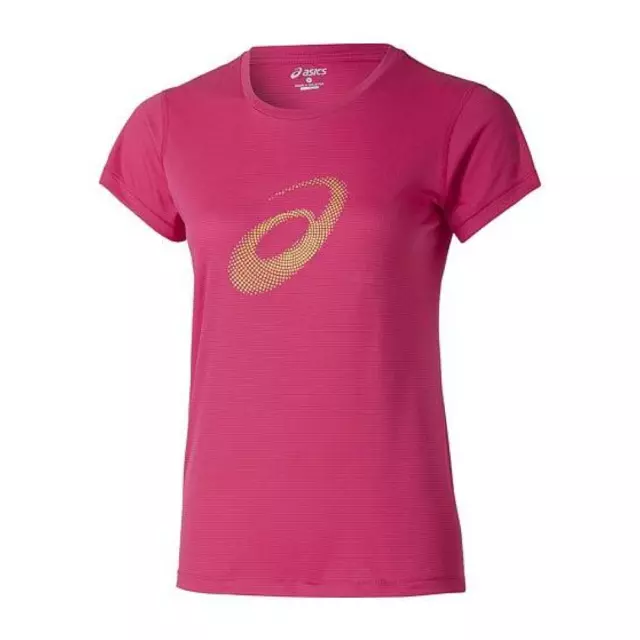 Asics Women's Running T-Shirt (Size L) Diva Pink Short Sleeve Graphic Top - New