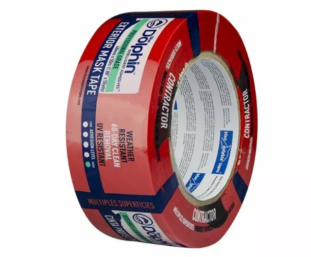 Window Masking Tape Exterior Tarp & Stucco (Red) - 60 Days 48mm x 50m 2