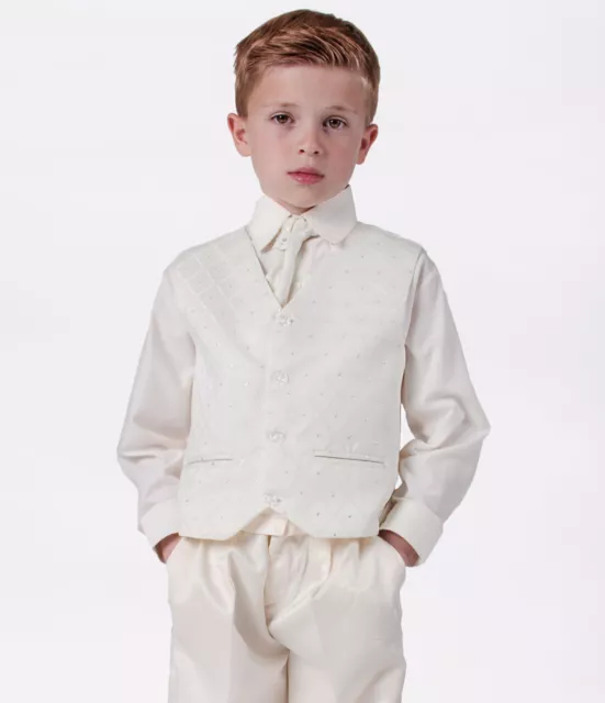 Boys Suits 4 Piece All Cream Waistcoat Suit Pageboy Party Formal Wedding