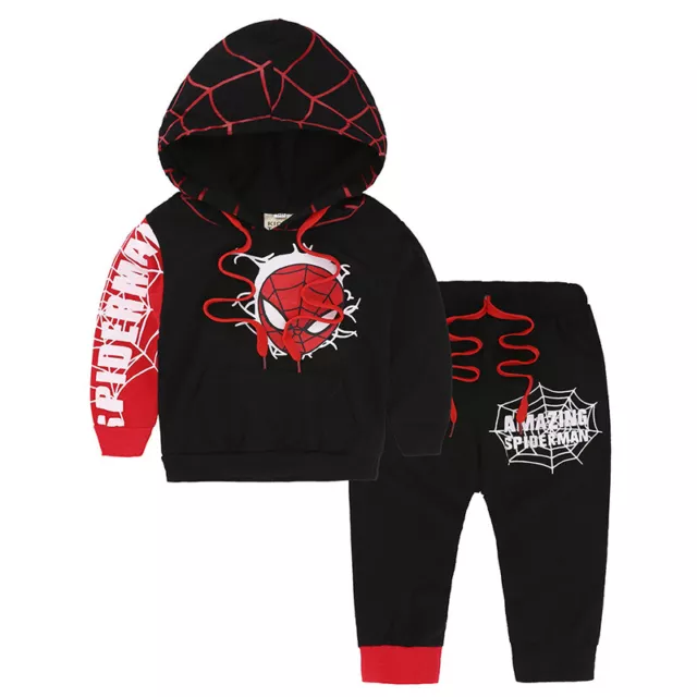 Kids Baby Boys Cosplay Spiderman Coat Top+Pants Set Kids Cotton Clothes Outfits