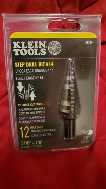 New Klein Tools Step Drill Bit #14 Model # Ktsb14  3/16"- 7/8"