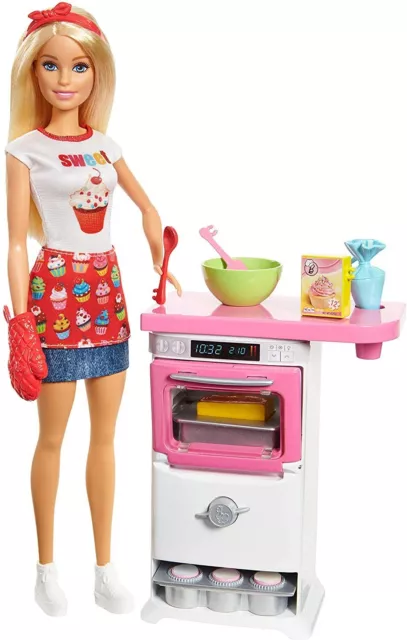 Barbie Métiers Coffret Pâtisserie avec poupée patissière, four et accessoires