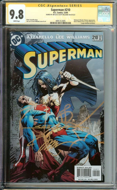 Superman #210 Cgc 9.8 White Pages // Signed By Jim Lee & Scott Williams