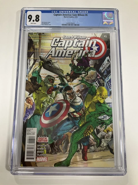 Captain America Sam Wilson 6 Cgc 9.8 White Pages Marvel 2016