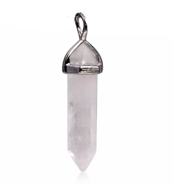 Crystal Necklace Gemstone Pendant Natural Chakra Stone Energy Healing with Chain