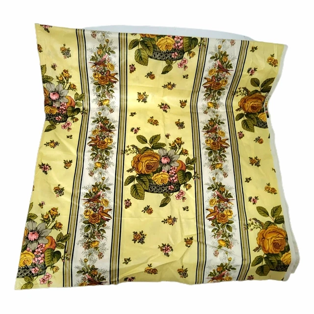 Vintage 5th Avenue Designs Upholstery Fabric 1.5 Yards Floral Birds Screen Print