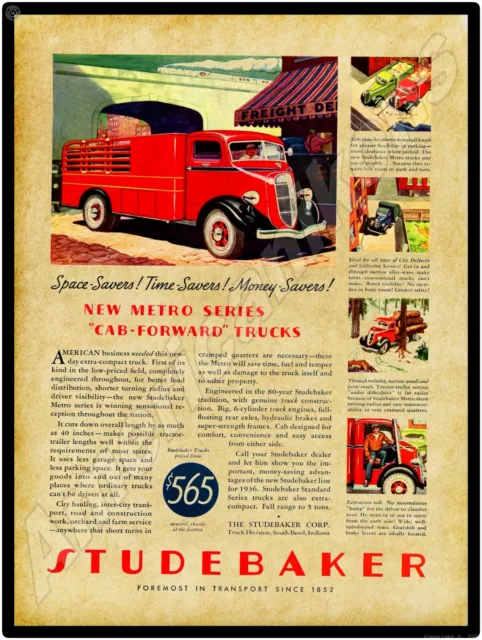 1936 Studebaker Trucks NEW Metal Sign: LARGE SIZE - Cab Forward Metro Delivery