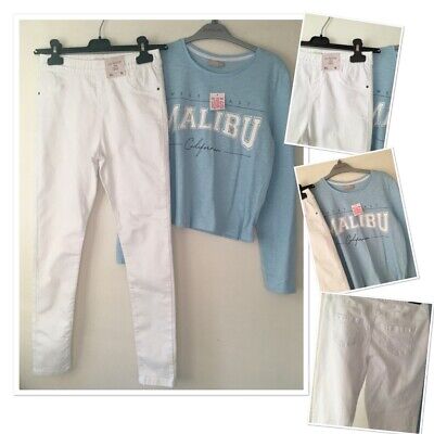 New F&f girls white jeggings jeans & new tags Matalan fashion top 11-12 years