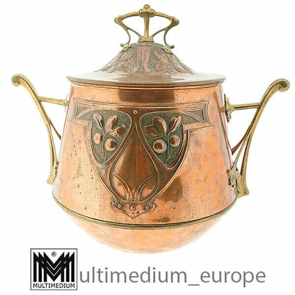 Antike WMF Jugendstil Kupfer Bowle Sektkühler Blumenübertopf