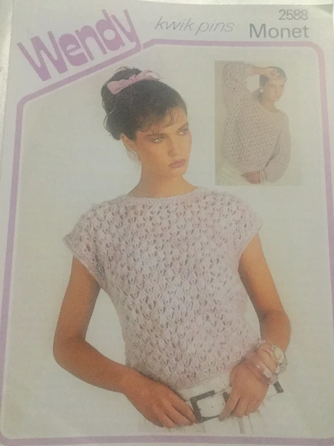 Folleto de tejido Wendy Monet 2588 damas suéteres usados C93