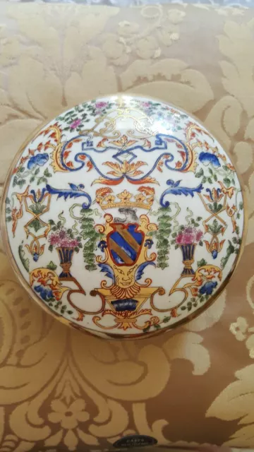 Boite Coffret à Bijoux Signé/Bonbonnière Ancienne Peinture sur Porcelaine/CHINE