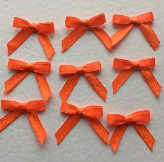 10 Pretty Bright  Orange 6mm Ribbon bows -card making/scrap booking Tangerine