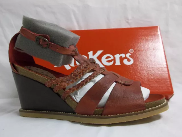 Kickers Size 8.5 M U Find Dark Red Leather Wedges New Womens Shoes