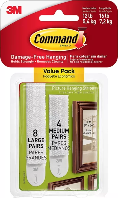 Command 17209 Picture Mounting Multi-Pack 4 x 2 M and 8 x 2 Strips Size L,