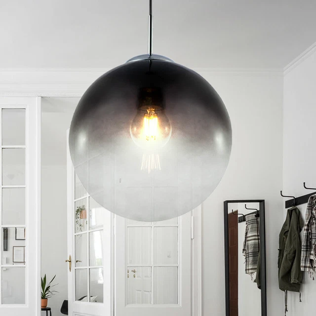 Luxus LED Hänge Pendel Leuchte Wohn Schlaf Zimmer Glas Kugel Decken rauch Lampe