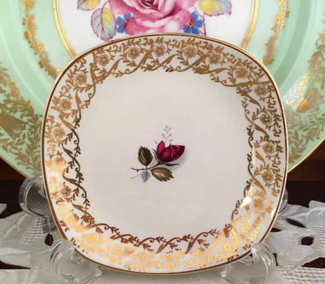 Vintage British Anchor Staffordshire England Gold Chintz & Rose Pin Dish C1961+