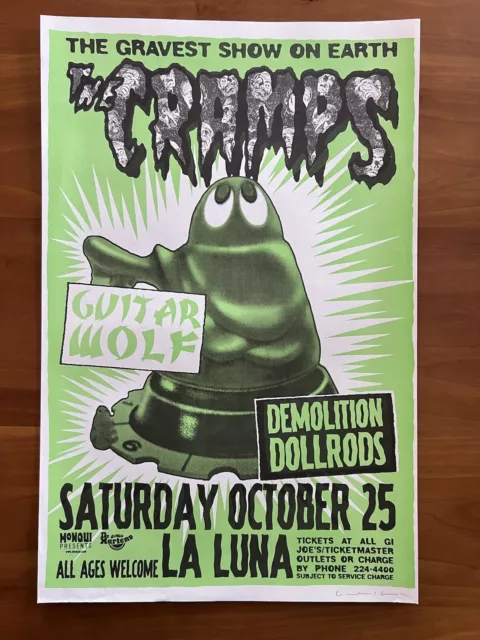 Original 1997 Cramps Guitar Wolf Concert Flyer Gig Poster 11x17 Signed Mike King