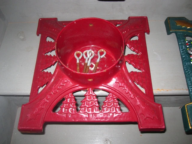 Christmas Tree Stand Cast Iron red  Enamel Heavy Duty